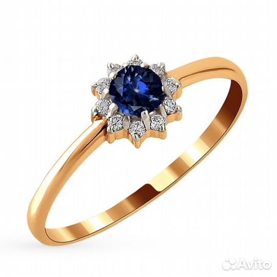 Золотое кольцо с фианитами 585