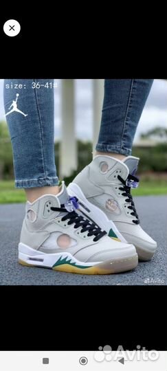 Кроссовки Nike air Jordan 5, кожа, р.36-41