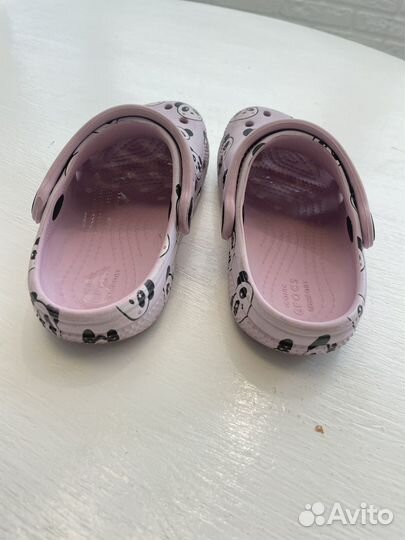 Crocs c9 сабо детские calssic panda print clog