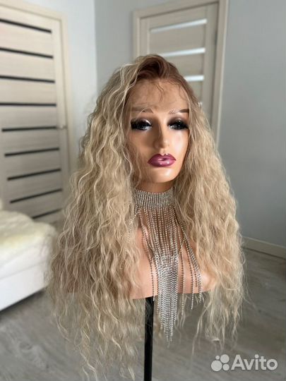 Парик полусистема блонд кудри