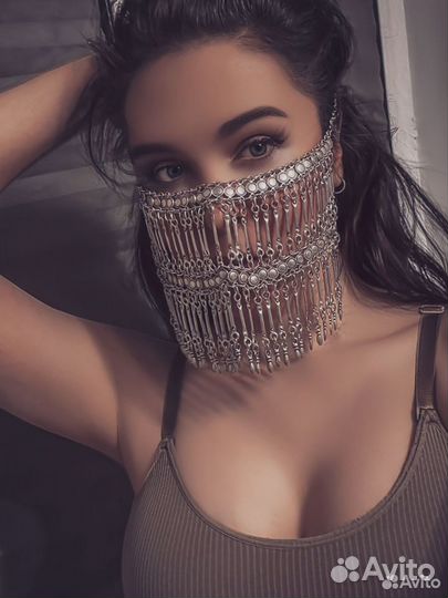 Диадема вуаль украшение на голову лицо колье цепь