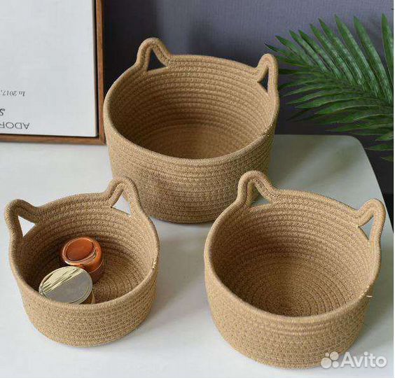 Набор корзин для хранения Котик, хлопок