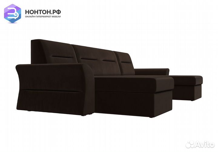 Диван п-образный дельфин Клайд микровельвет коричн