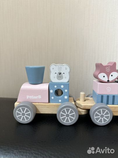 Деревянный конструктор паровозик