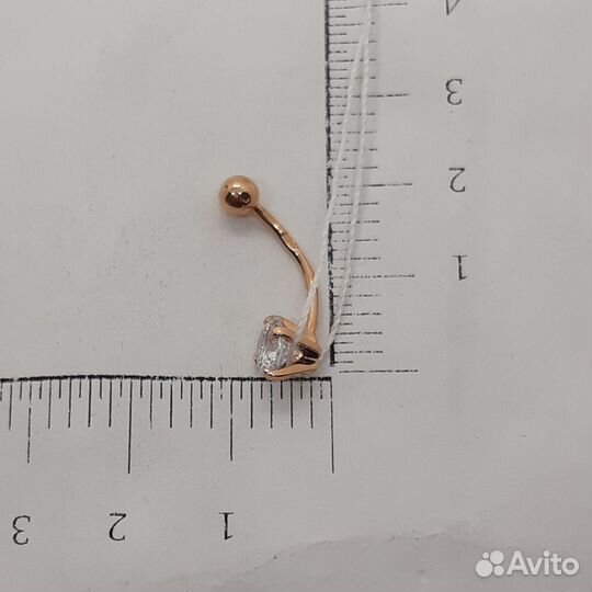 Золотой пирсинг с камнем