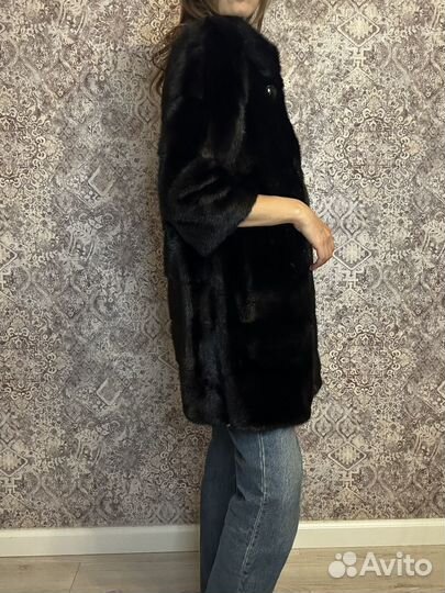 Шуба норковая 42 44 черная поперечка