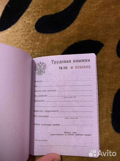 Трудовая книжка новая