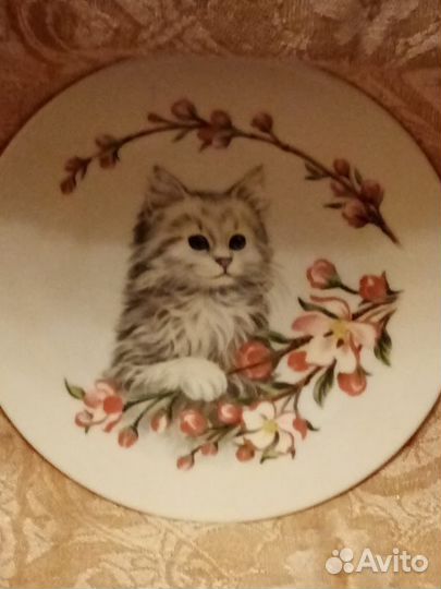 Настенная тарелка Кошка Чехия Винтаж