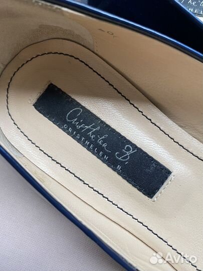 Cristhelen b роскошные балетки синие кожа лак 39