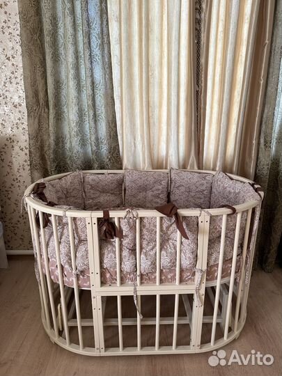 Детская кроватка 6 в 1 с маятником