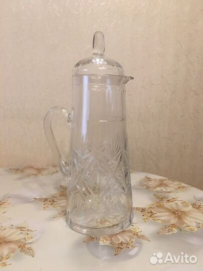 Хрустальный кувшин с крышкой Bohemia СССР