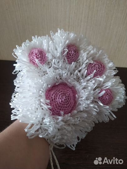 Мочалка перчатка для тела ручная работа