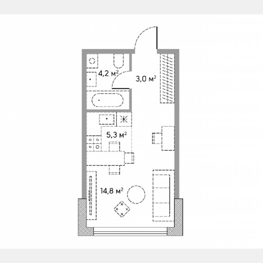 Квартира-студия, 27,3 м², 8/29 эт.