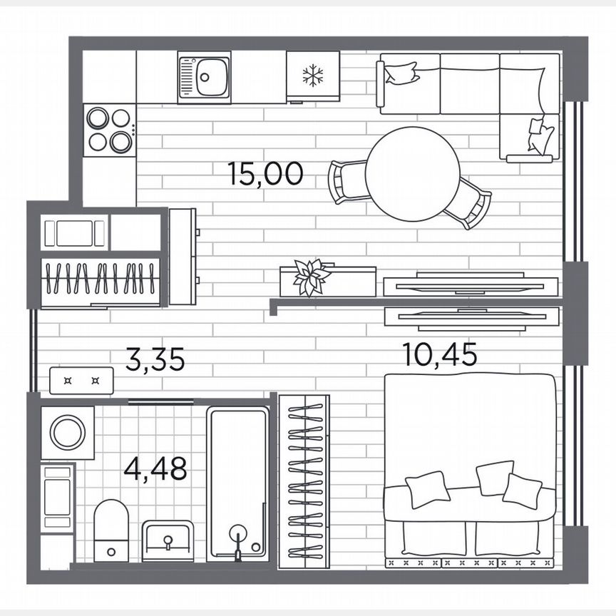 1-к. квартира, 33,3 м², 2/5 эт.
