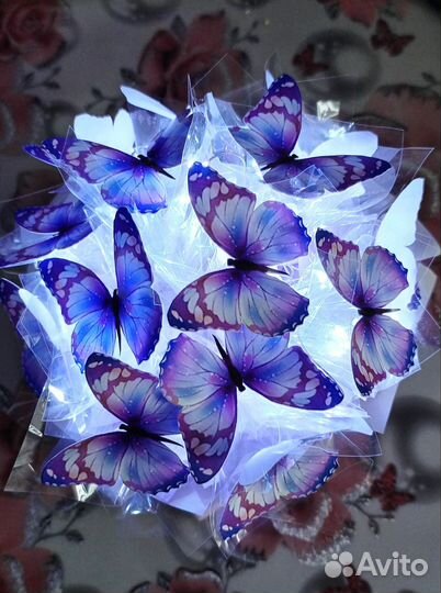 Букеты из бабочек светящиеся, со стразами