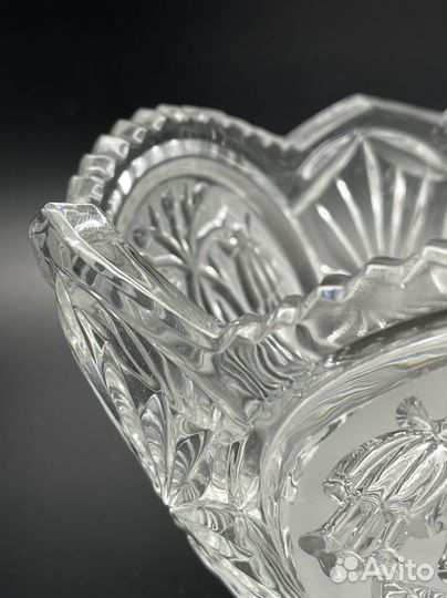 Хрустальная ваза салатник Колокольчики Фуксия