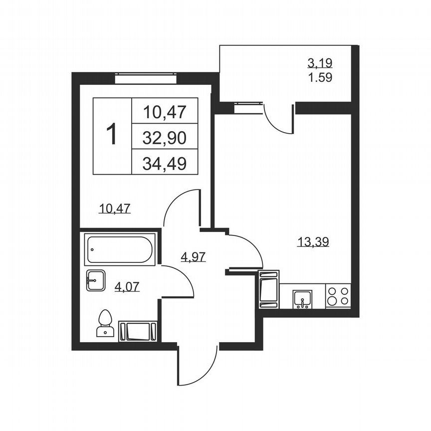 1-к. квартира, 34,5 м², 8/19 эт.
