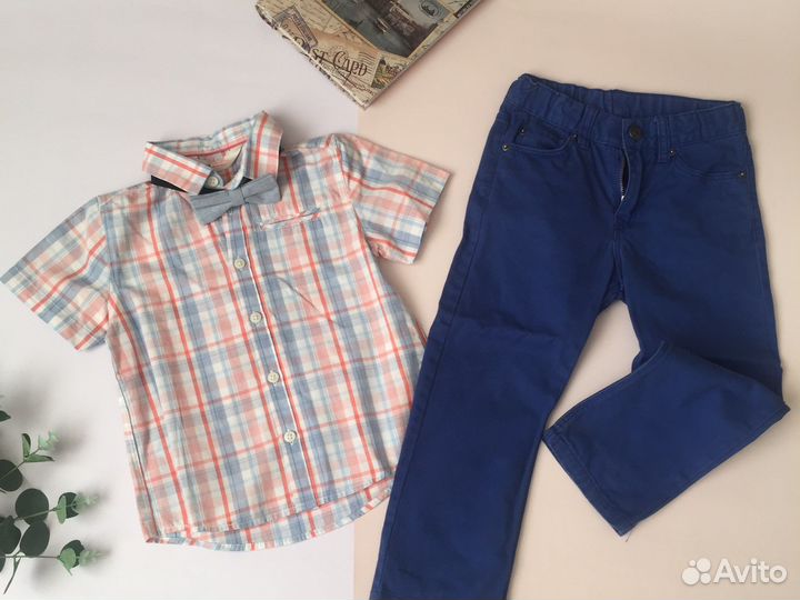 Рубашка в клетку и чиносы 110 рост