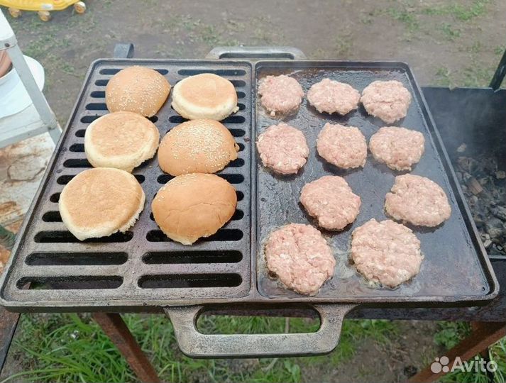 Чугунная решётка гриль с противнем