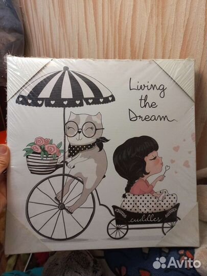 Картина на холсте 30*30 Девочка в тележке