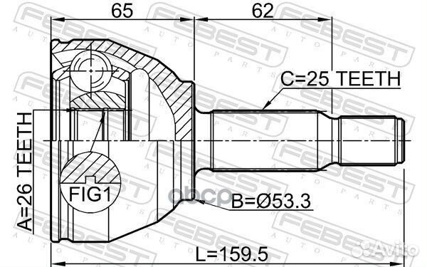 Шрус наружный 26X53.3X25 2110-trcd Febest