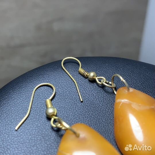 Винтажные Янтарные Серьги Янтарь Ретро