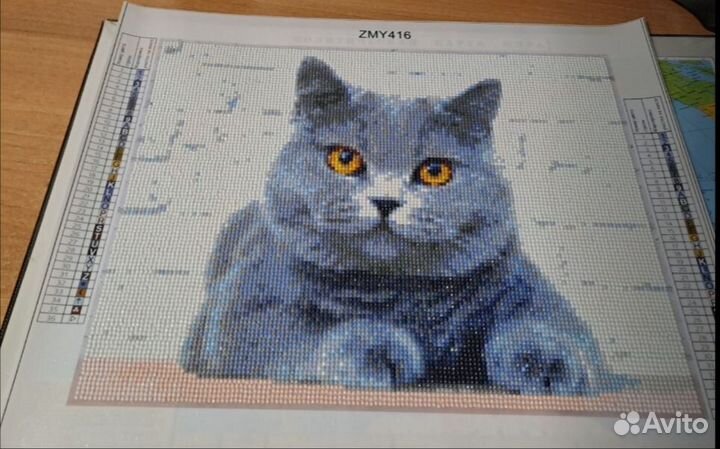 Алмазная мозайка без подрамника Кот