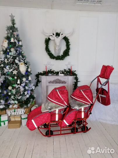 Санки для двойни двойняшек погодок санки коляска