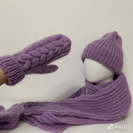 Комплект шапка шарф и варежки