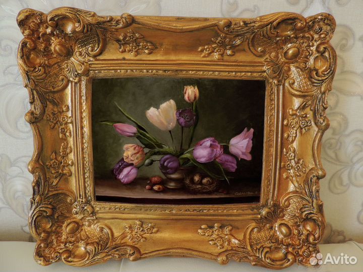 Картина маслом цветы Тюльпаны на заказ