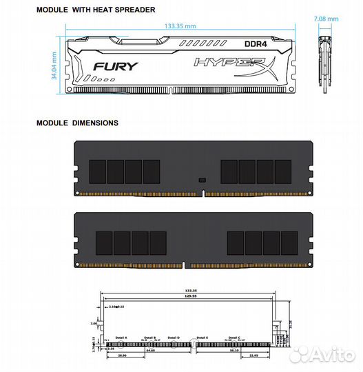Оперативная память Kingston HyperX DDR4 16(2*8Gb)