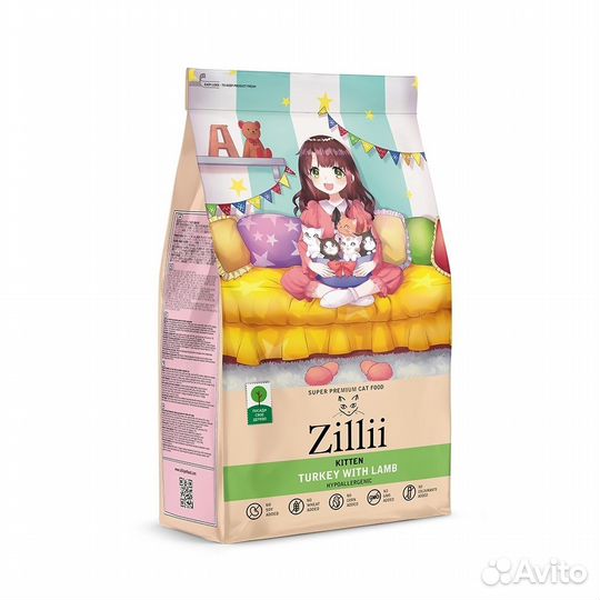 Zilli сухой корм для котят Индейка с Ягнёнком