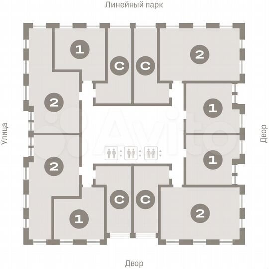 2-к. квартира, 65,4 м², 3/25 эт.