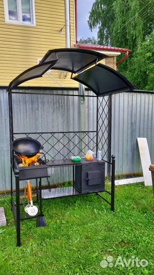 Кованый мангал с печкой