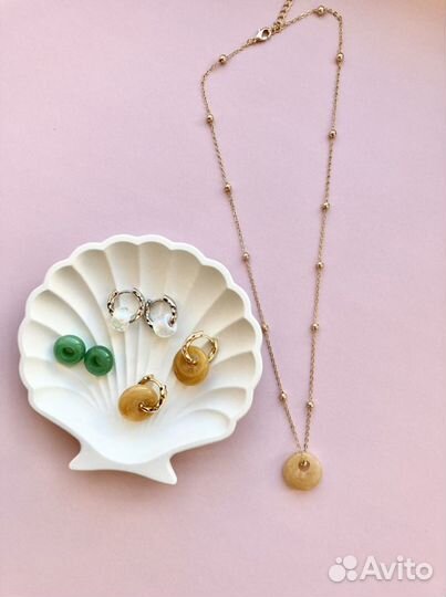 Серьги бублики трансформеры с натуральными камнями