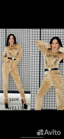 Комбинезон в стразах велюр