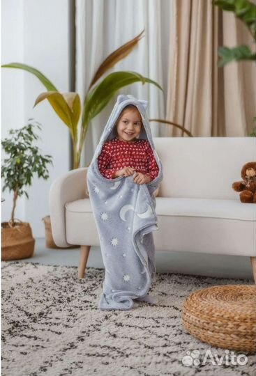 Новый детский плед с капюшоном