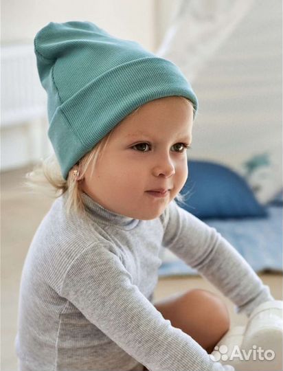 Детская шапка весенняя, шапка бини р. 44-46