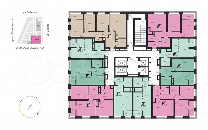 2-к. квартира, 63,7 м², 20/25 эт.
