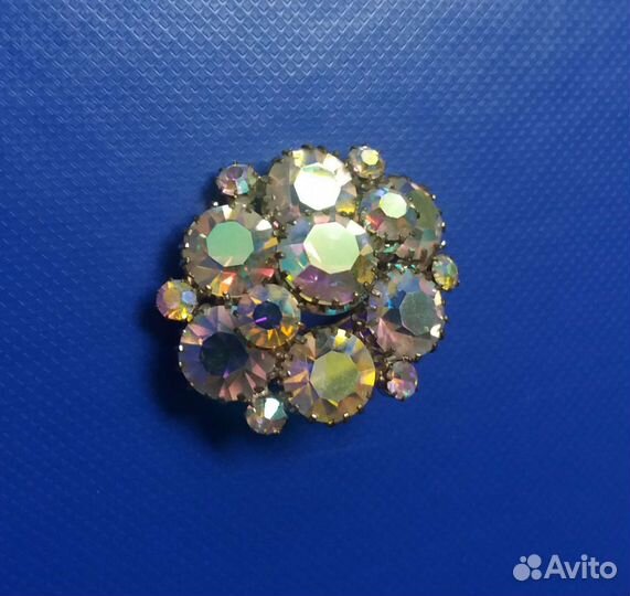 Винтажная брошь Чехия Аврора Бореалис запонки