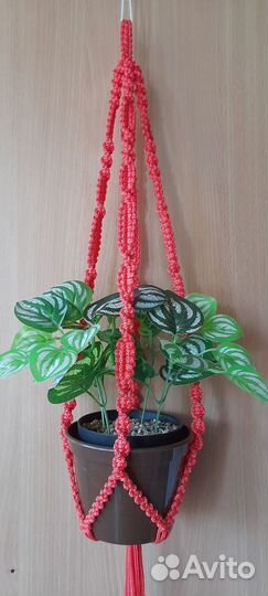 Подвесное кашпо для цветов. Макраме, ручная работа