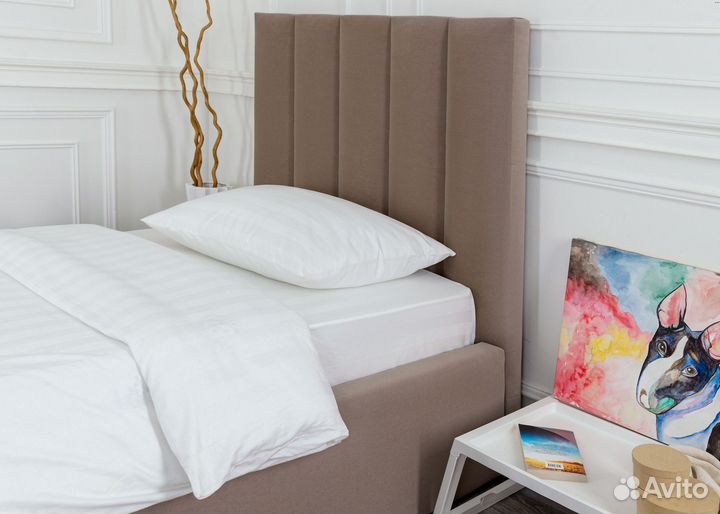 Кровать односпальная в велюре Богема