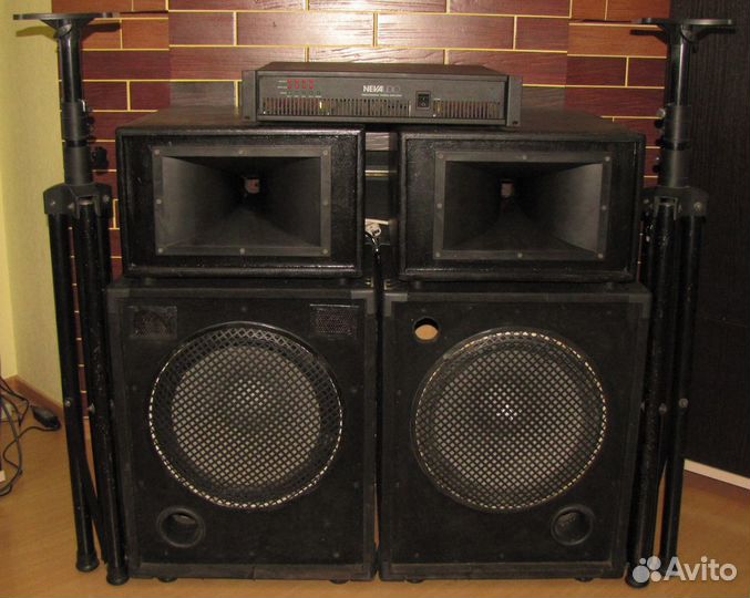 Колонки Pro 1100W Сабвуферы Рупоры Усилок Штативы