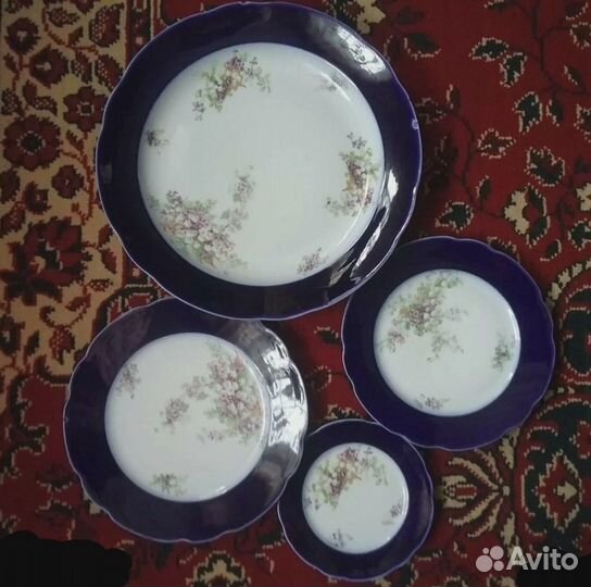 Россия.19 век. Набор блюд.Кобальт.Батенинъ