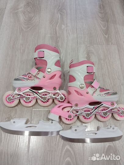 Коньки ролики 2в1 раздвижные р.28-33
