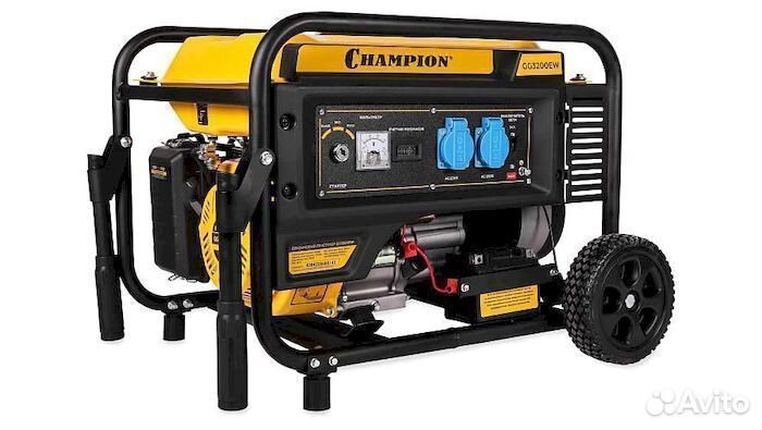 Бензогенератор Champion GG3200EW колеса, эл.старт
