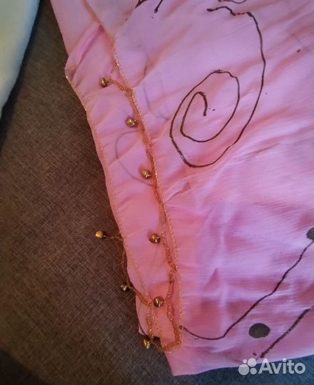 Индийский палантин, шифон, с бубенчиками