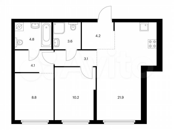 2-к. квартира, 60,7 м², 24/32 эт.