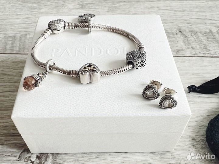 Браслет и серьги Pandora оригинал