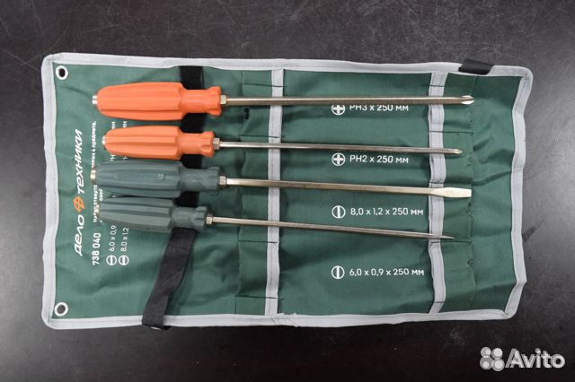 Набор отверток усиленных длиной 250 мм тетрон 4шт